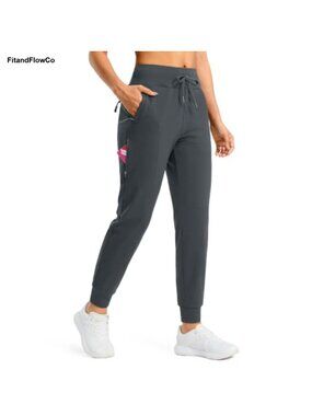 Fleece Lined Joggers Hiking Winter Pants 4 Zipper Pockets Womens